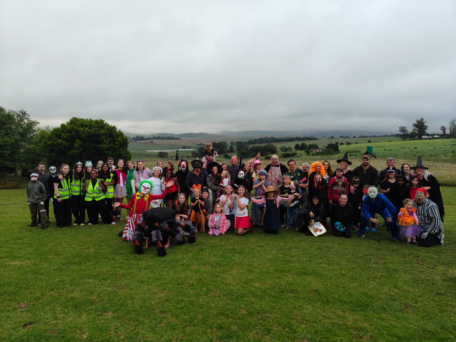 Halloween community gathering on the estate grounds