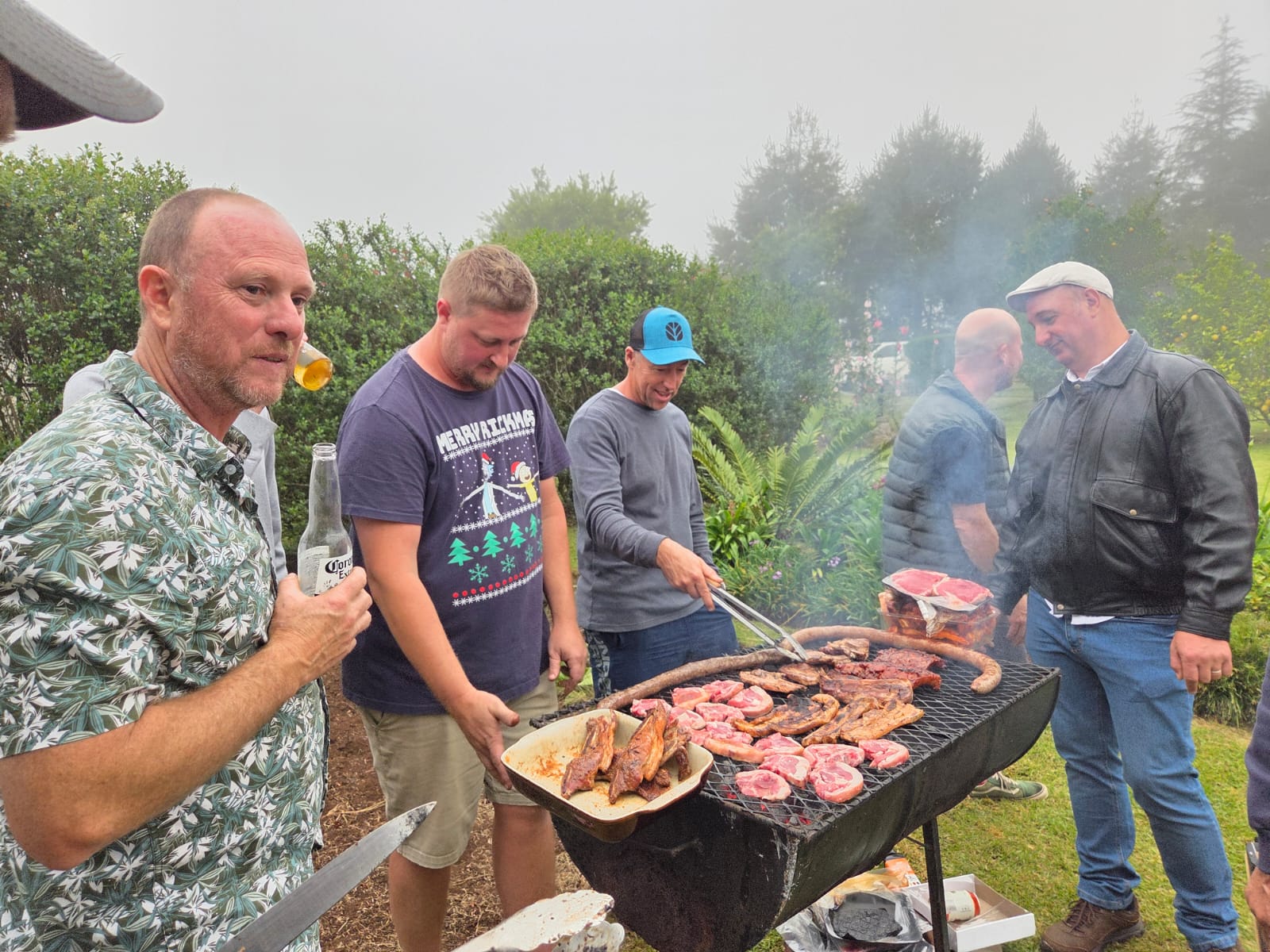 Neighbours braaing together at the year-end function